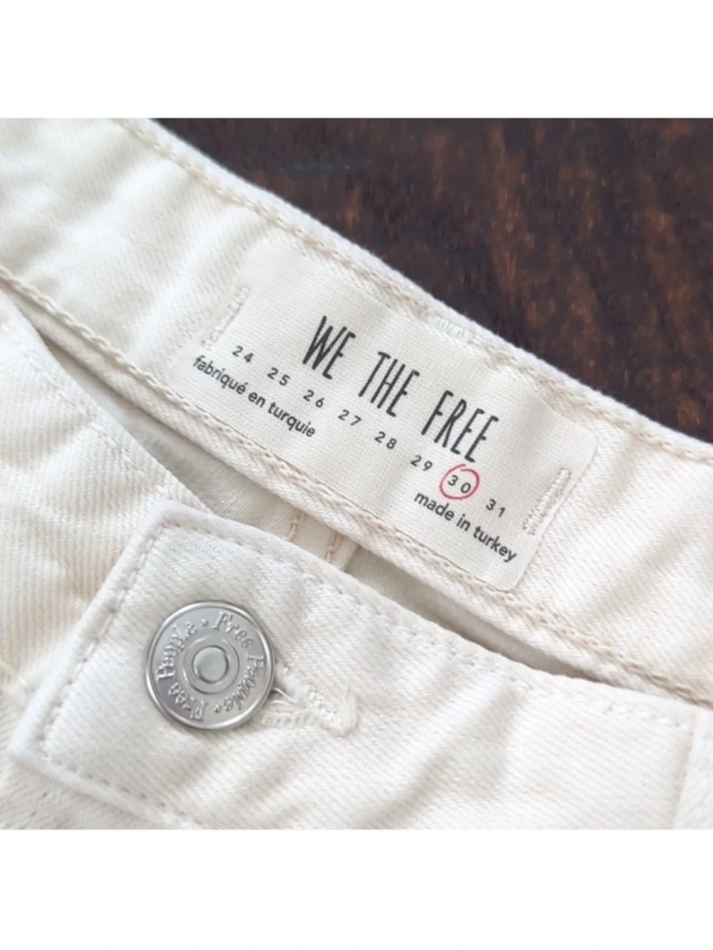 Free People We The Free Ivory Cropped Jeans High Rise Raw Hem - Size 30